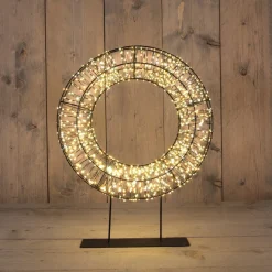 Anna's Collection kerstkrans op voet met 1200 lampjes warm wit / extra warm met knipperfunctie 36 x 9 x 47,5 cm
