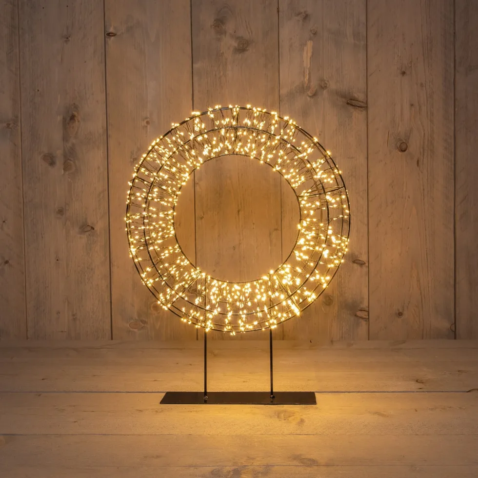 Anna's Collection kerstkrans op voet met 1200 lampjes extra warm met knipperfunctie 36 x 9 x 47,5 cm