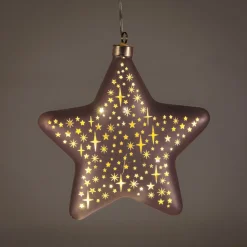 Anna's Collection kerst ornament Kosmos ster brons met verlichting 19 x 19 cm