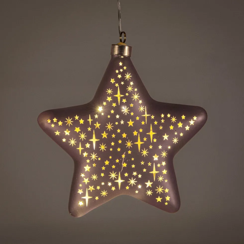 Anna's Collection kerst ornament Kosmos ster brons met verlichting 19 x 19 cm