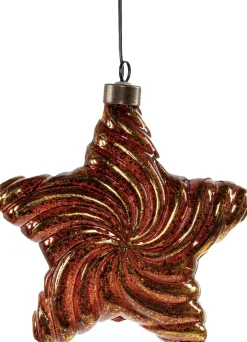 Anna's Collection kerst ornament Odil ster versleten goud met verlichting 15 x 15 cm