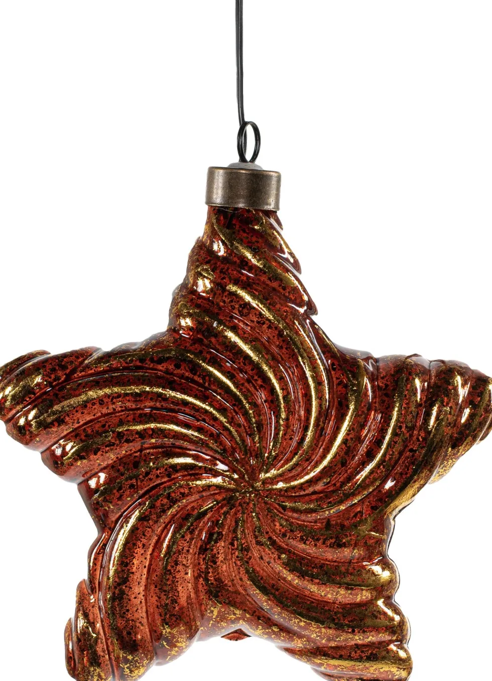 Anna's Collection kerst ornament Odil ster versleten goud met verlichting 15 x 15 cm