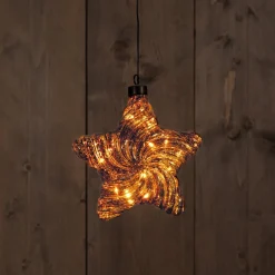 Anna's Collection kerst ornament Odil ster versleten goud met verlichting 15 x 15 cm