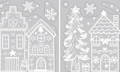 Anna's Collection kerst raamsticker huis en boom 28,5 x 34,5 cm