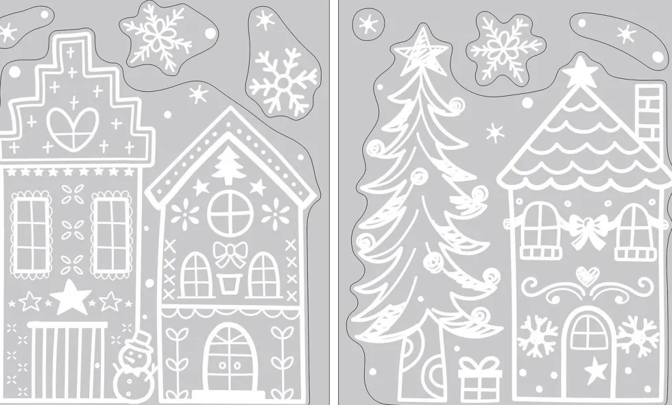 Anna's Collection kerst raamsticker huis en boom 28,5 x 34,5 cm