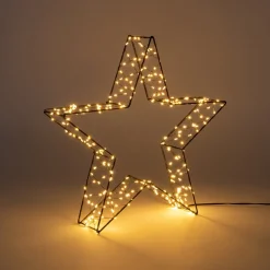 Anna's Collection kerstster 3D zwart met verlichting 36 x 36 x 7 cm