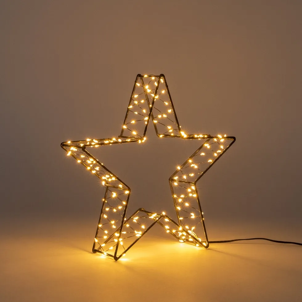 Anna's Collection kerstster 3D zwart met verlichting 26 x 26 x 6 cm