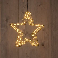 Anna's Collection kerstster 3D zwart met verlichting 26 x 26 x 6 cm