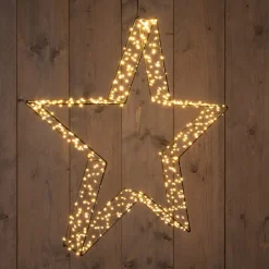 Anna's Collection kerstster 3D zwart met verlichting 56 x 56 x 7 cm