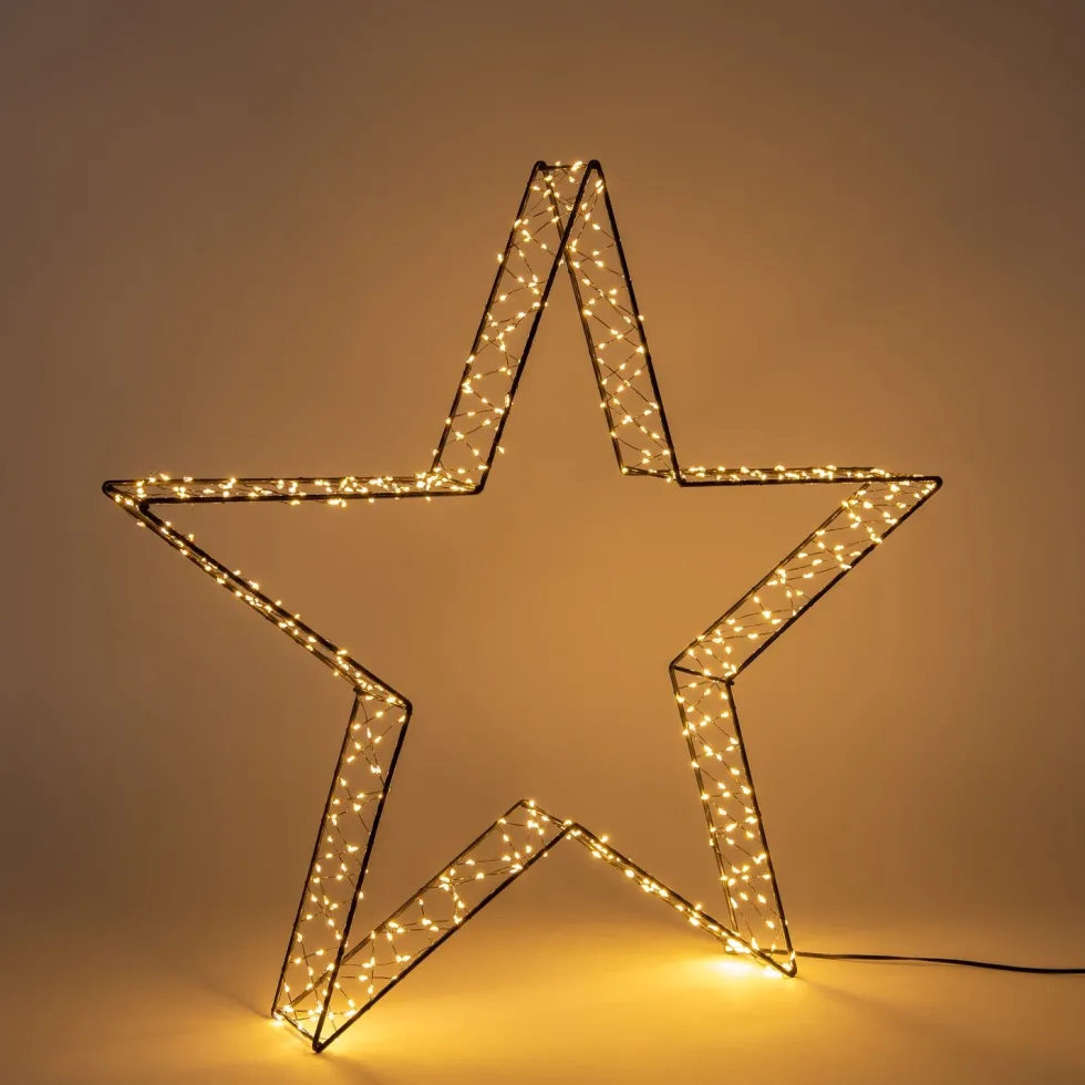 Anna's Collection kerstster 3D zwart met verlichting 56 x 56 x 7 cm