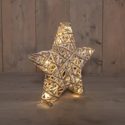 Anna's Collection kerstster naturel met verlichtingD 30 H 5 cm