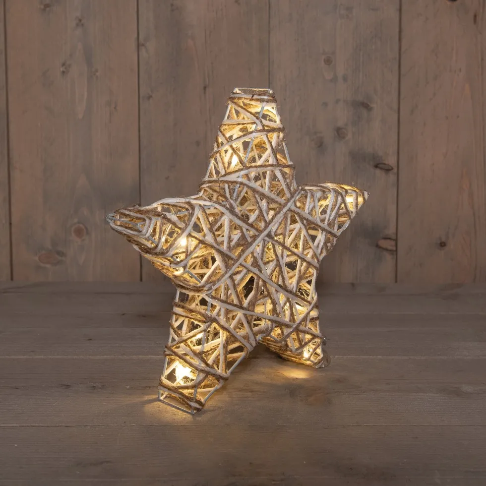 Anna's Collection kerstster naturel met verlichtingD 30 H 5 cm