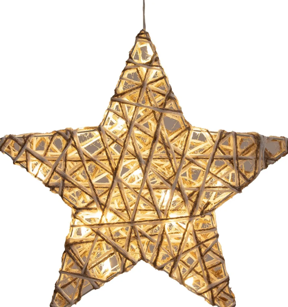 Anna's Collection kerstster naturel met verlichtingD 40 H 9 cm