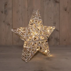 Anna's Collection kerstster naturel met verlichtingD 40 H 9 cm