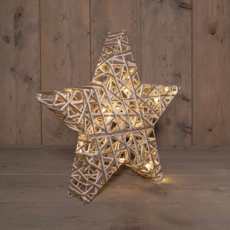 Anna's Collection kerstster naturel met verlichtingD 40 H 9 cm