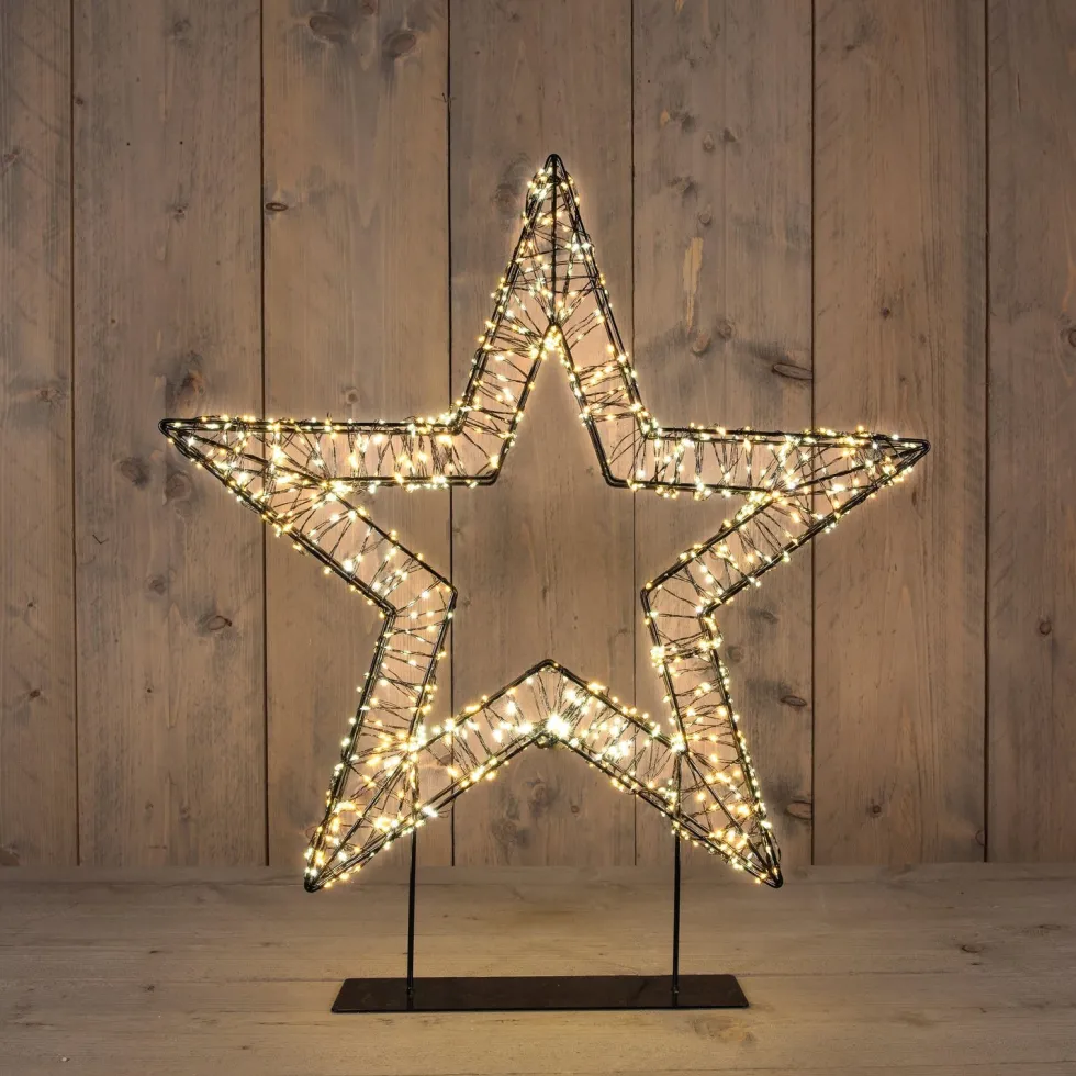 Anna's Collection kerstster op voet met verlichting knipperfunctie 57 x 9 x 63 cm
