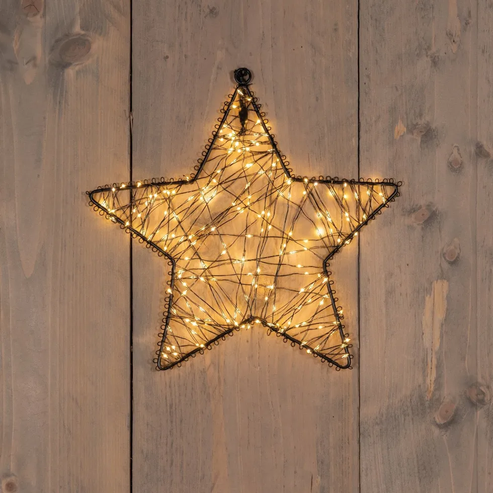 Anna's Collection kerstster zwart met verlichting knipperfunctie D 27 H 5 cm