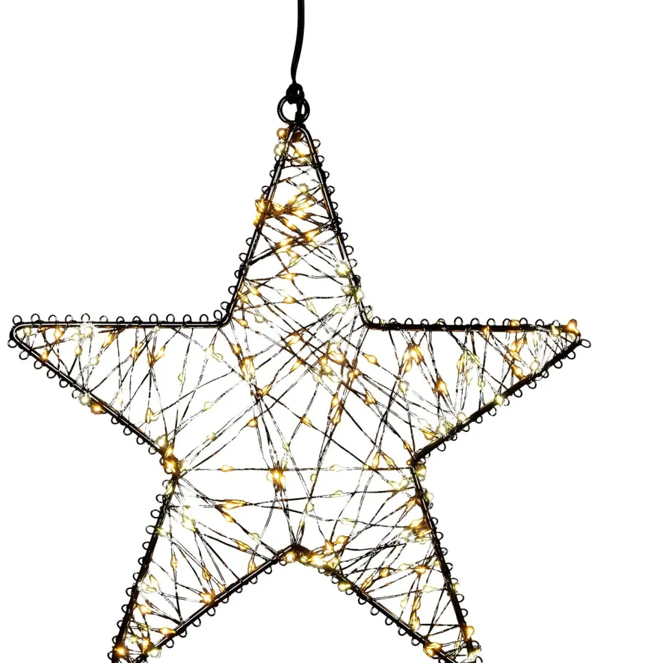 Anna's Collection kerstster zwart met verlichting D 37 H 5 cm