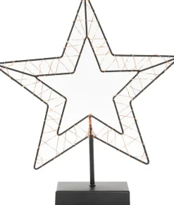 Anna's Collection kerstster zwart met verlichting 29,5 x 34,5 cm
