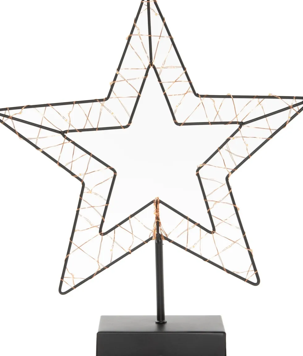 Anna's Collection kerstster zwart met verlichting 29,5 x 34,5 cm