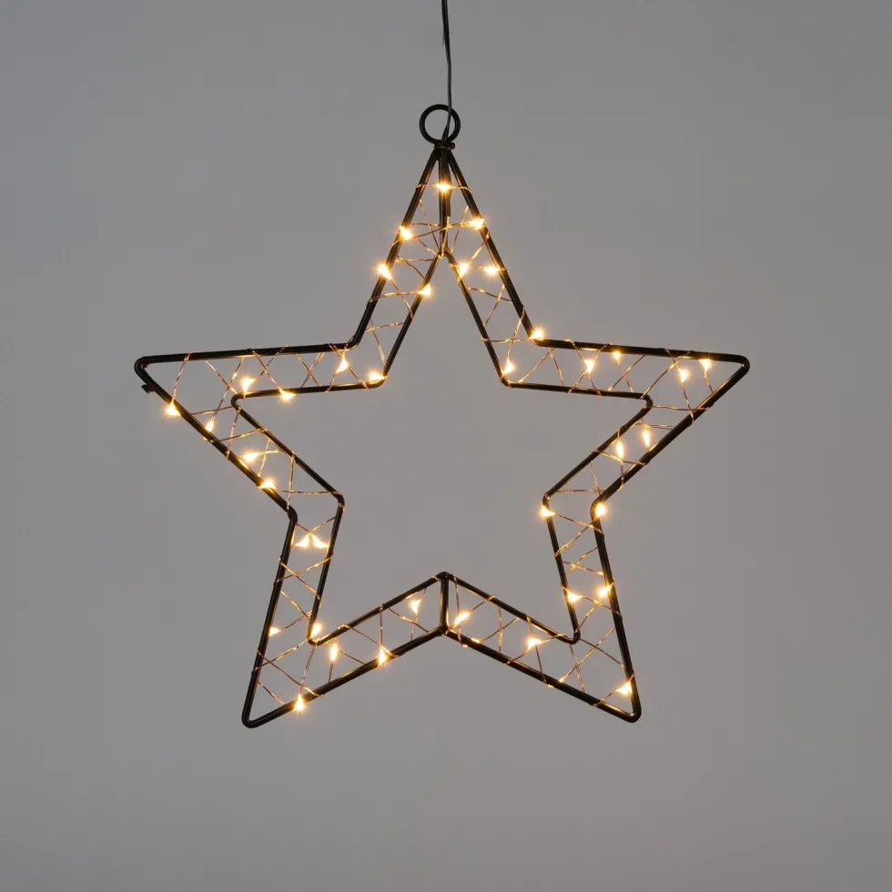 Anna's Collection kerstster zwart met verlichting 30 x 30,5 cm