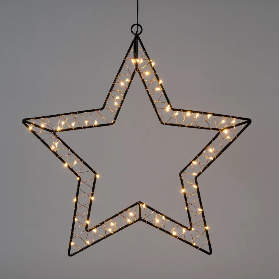 Anna's Collection kerstster zwart met verlichting 40 x 40,5 cm