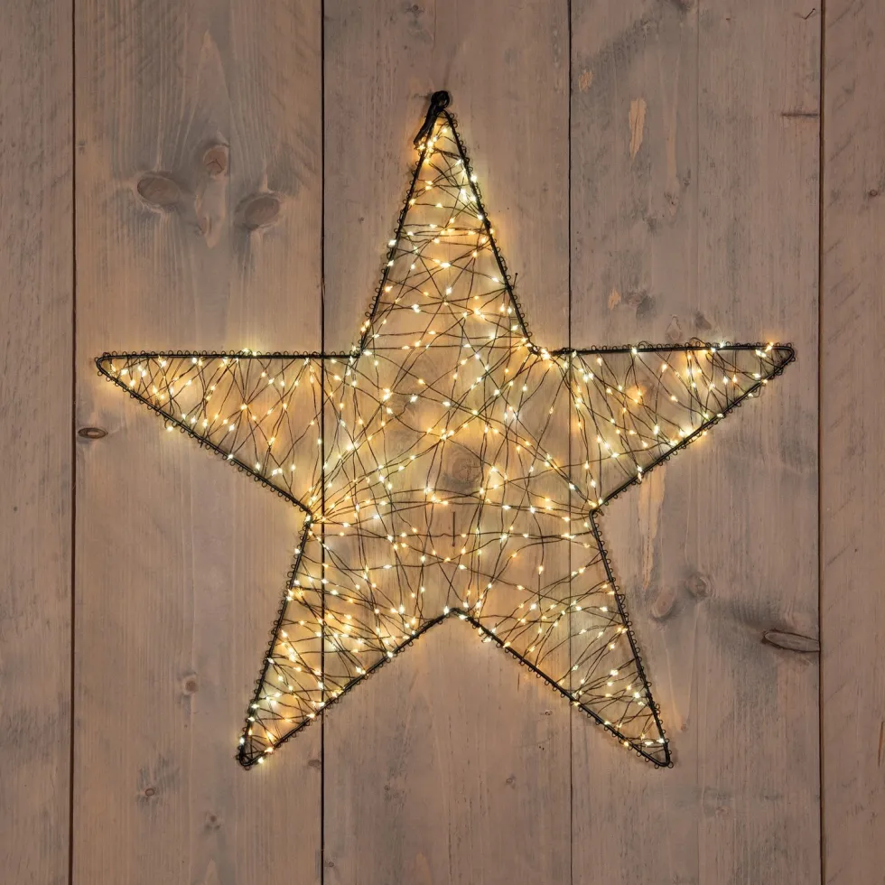 Anna's Collection kerstster zwart met verlichting D 57 H 5 cm