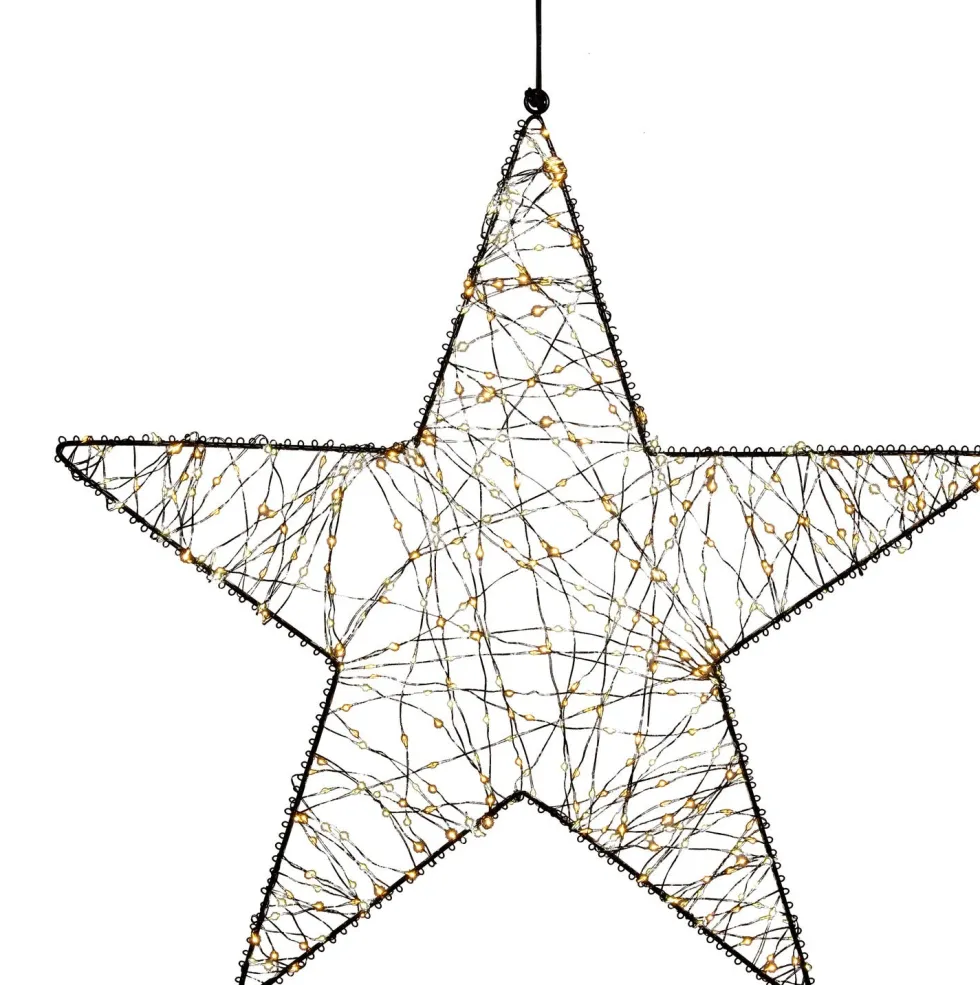 Anna's Collection kerstster zwart met verlichting D 57 H 5 cm