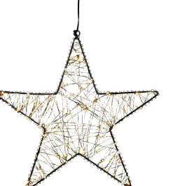 Anna's Collection kerstster zwart met verlichting D 27 H 5 cm