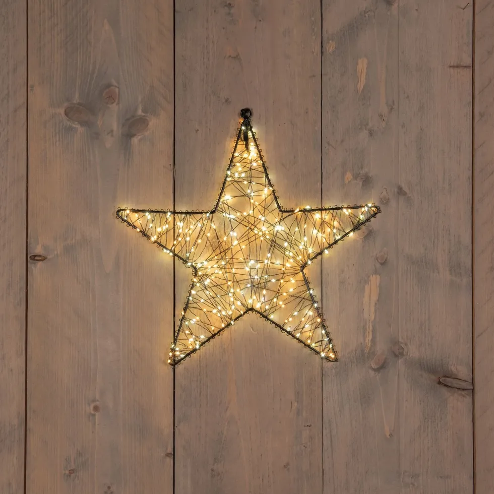 Anna's Collection kerstster zwart met verlichting D 27 H 5 cm