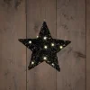 Anna's Collection kerstster zwart met verlichtingD 20 H 5 cm
