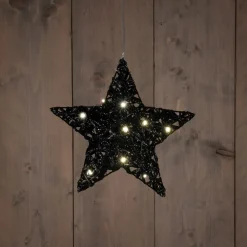 Anna's Collection kerstster zwart met verlichtingD 20 H 5 cm