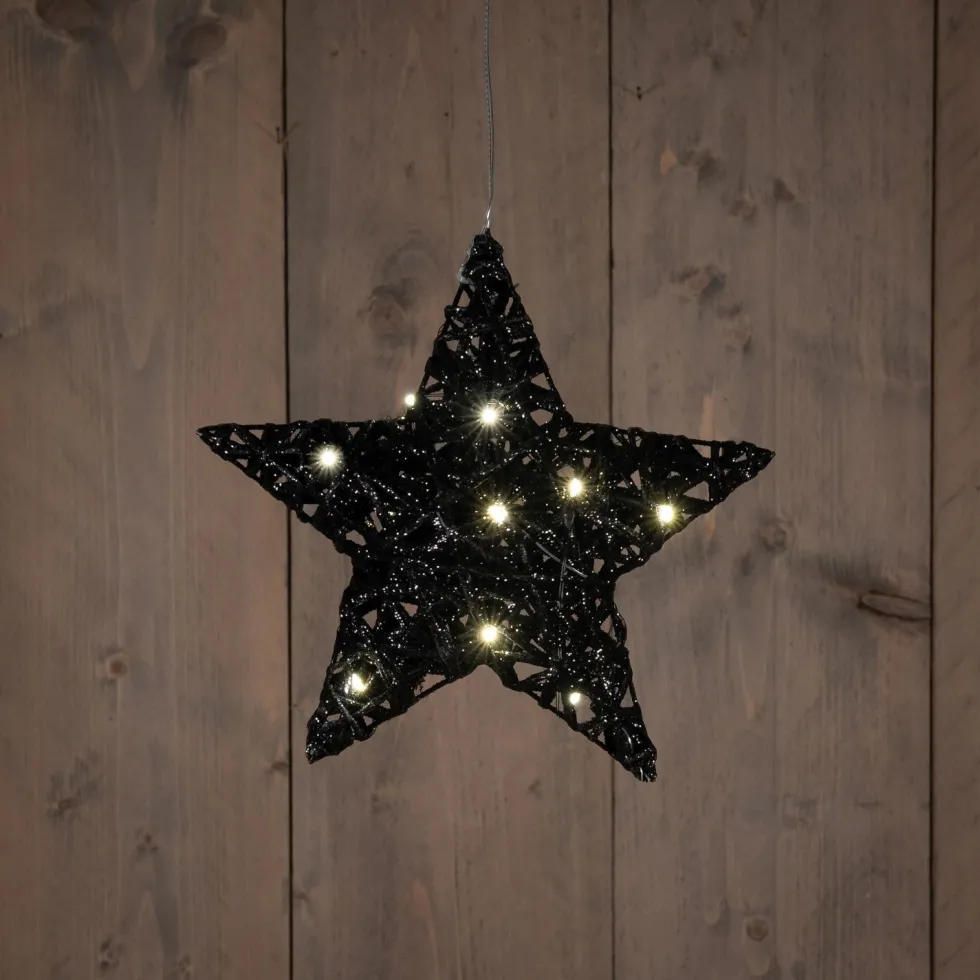 Anna's Collection kerstster zwart met verlichtingD 20 H 5 cm