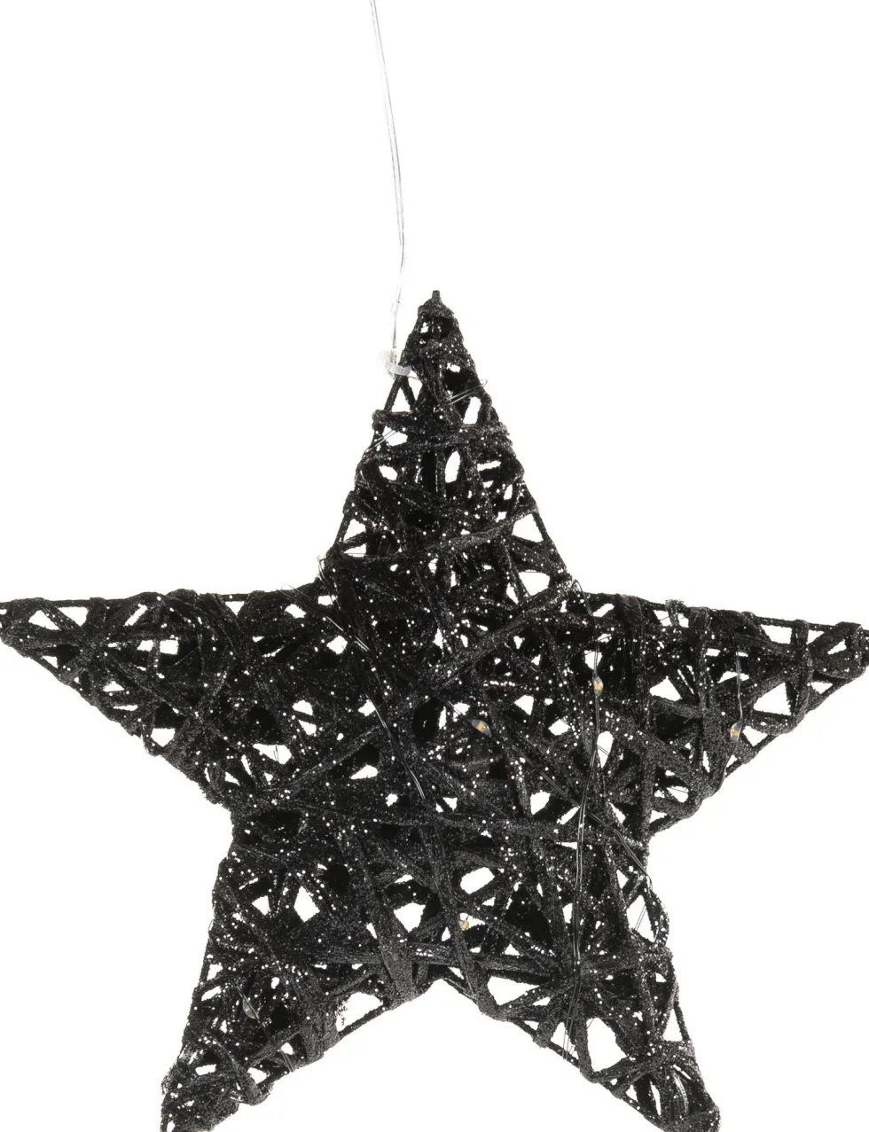 Anna's Collection kerstster zwart met verlichtingD 20 H 5 cm