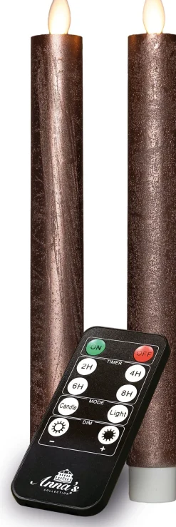 Anna's Collection LED dinerkaars Rustiek brons D 2 H 23 cm 2 stuks