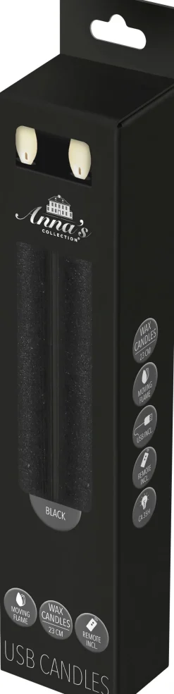 Anna's Collection LED dinerkaars Rustiek zwart D 2 H 23 cm 2 stuks
