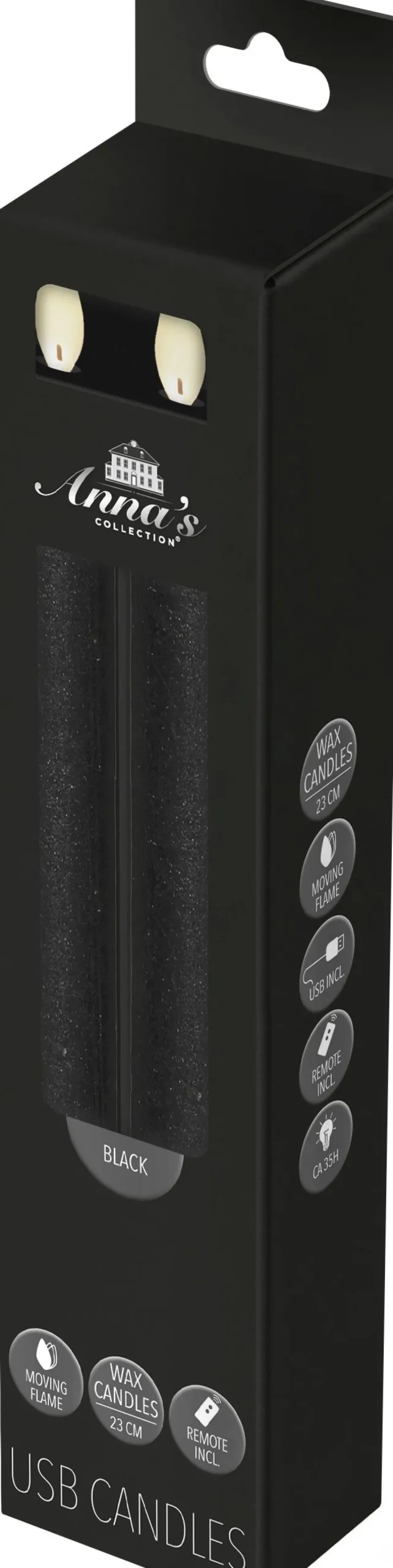 Anna's Collection LED dinerkaars Rustiek zwart D 2 H 23 cm 2 stuks
