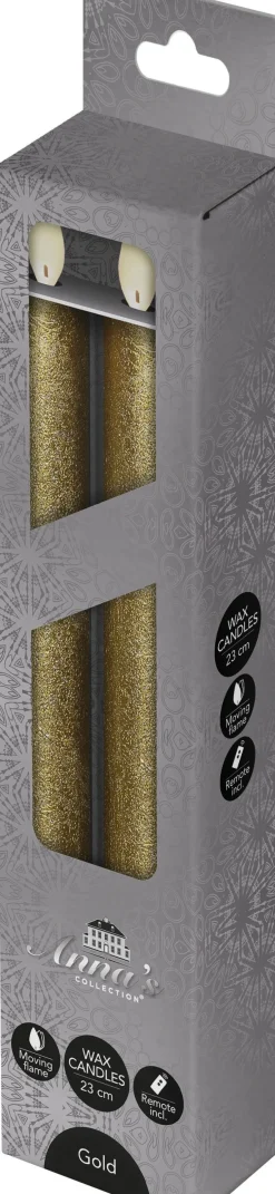 Anna's Collection LED dinerkaars goud D 2 H 23 cm 2 stuks