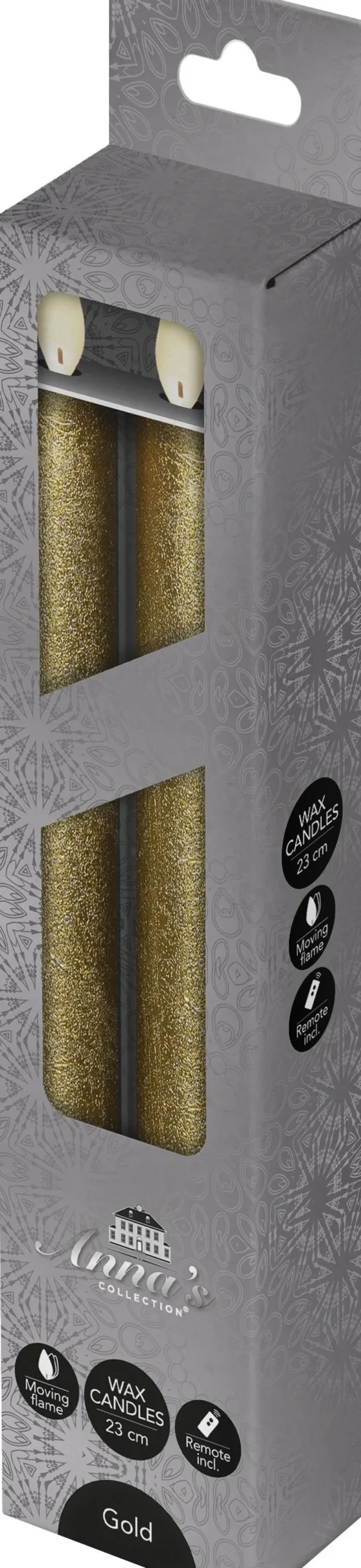 Anna's Collection LED dinerkaars goud D 2 H 23 cm 2 stuks