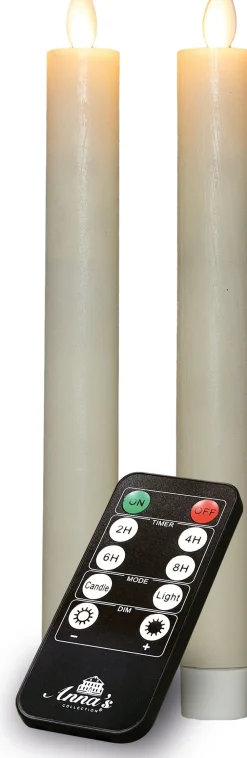 Anna's Collection LED dinerkaars Rustiek ivoor D 2 H 23 cm 2 stuks