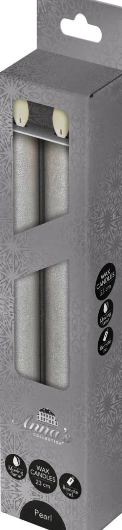 Anna's Collection LED dinerkaars parel met afstandsbediening D 2,5 H 23 cm 2 stuks