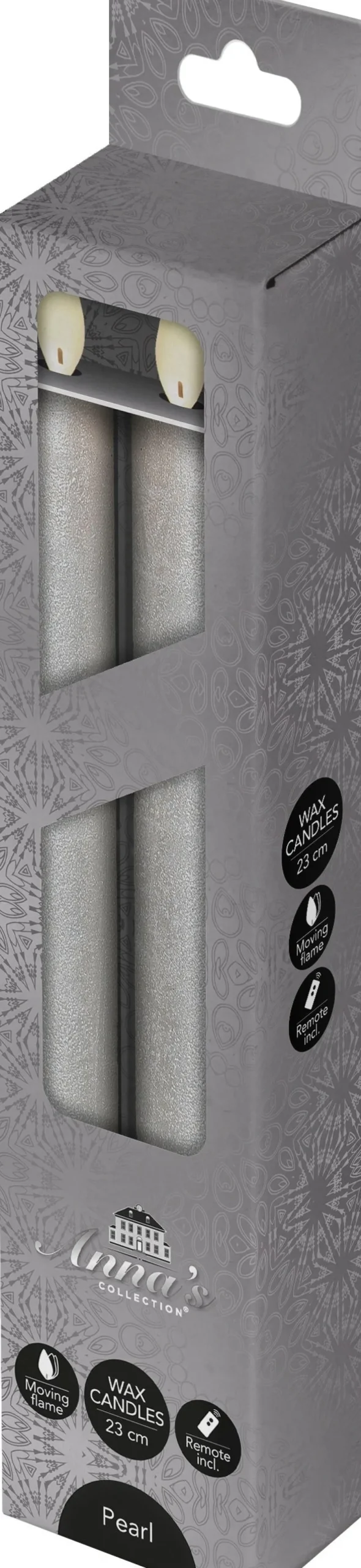 Anna's Collection LED dinerkaars parel met afstandsbediening D 2,5 H 23 cm 2 stuks