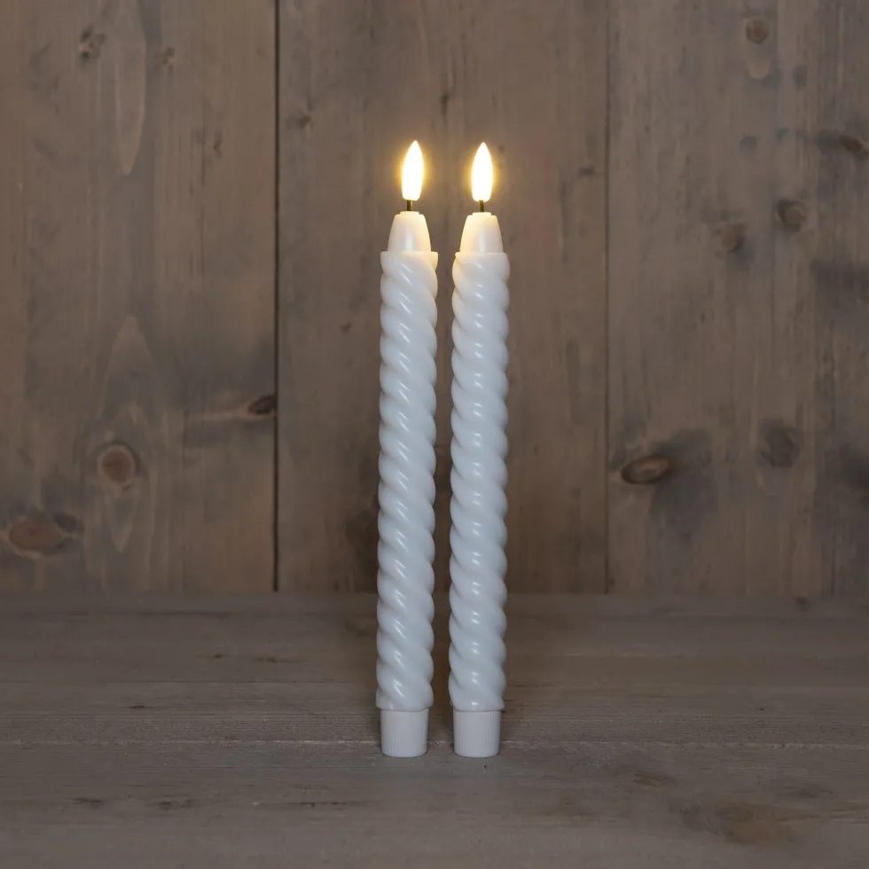 Anna's Collection LED dinerkaars Swirl wit D 1,5 H 24 cm 2 stuks