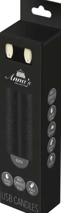 Anna's Collection LED dinerkaars Rustiek zwart D 2 H 18 cm 2 stuks