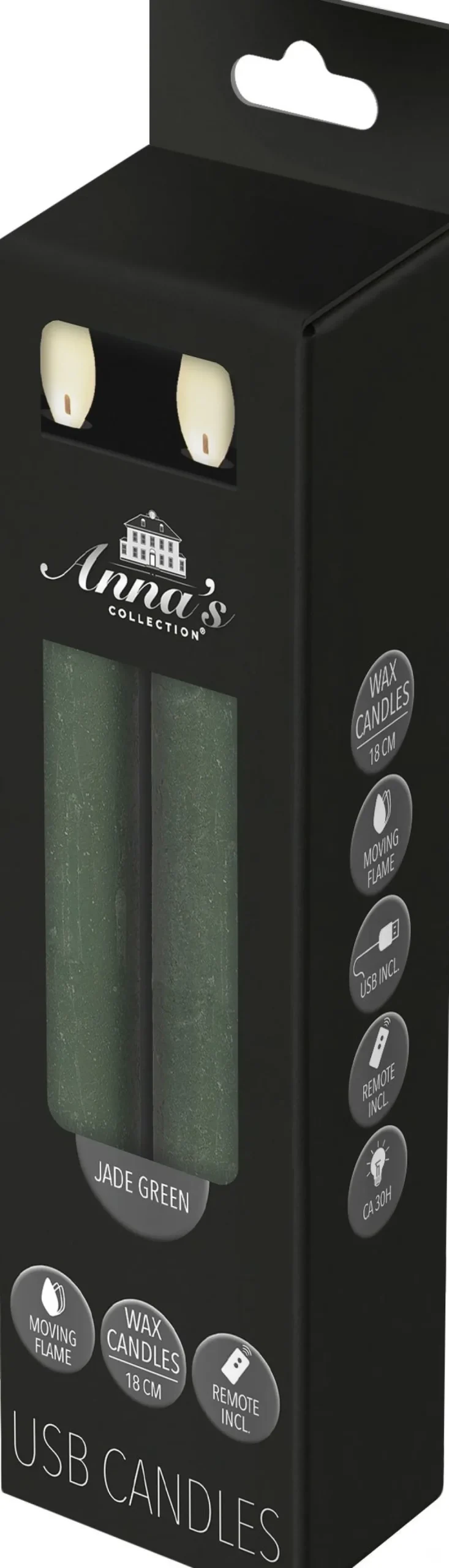 Anna's Collection LED dinerkaars Rustiek groen D 2 H 18 cm 2 stuks