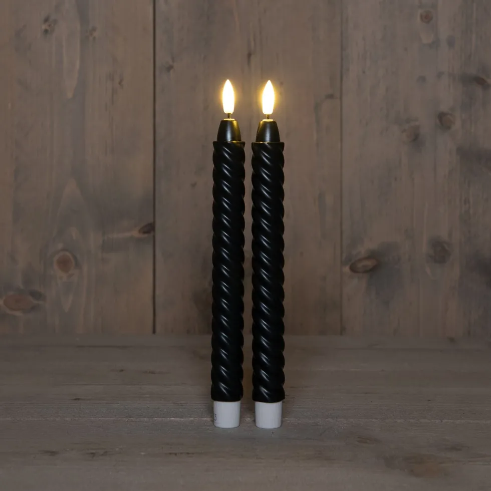 Anna's Collection LED dinerkaars Swirl zwart D 1,5 H 24 cm 2 stuks