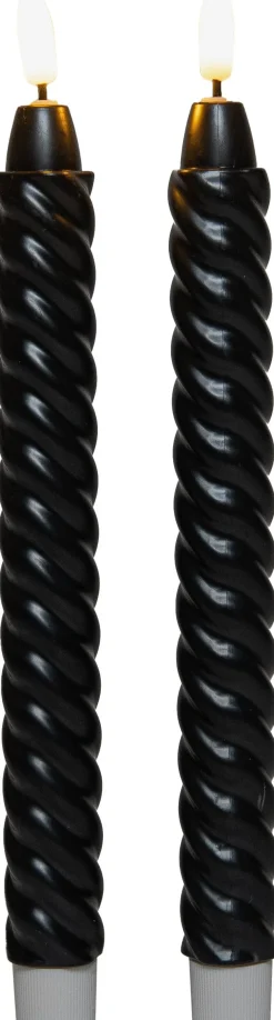 Anna's Collection LED dinerkaars Swirl zwart D 1,5 H 24 cm 2 stuks