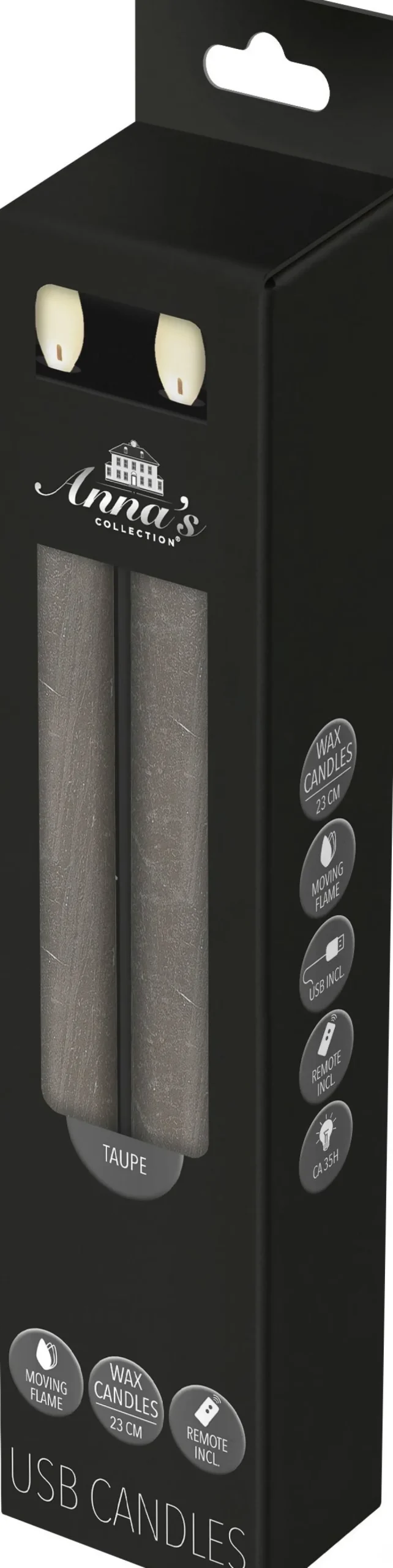 Anna's Collection LED dinerkaars Rustiek taupe D 2 H 23 cm 2 stuks
