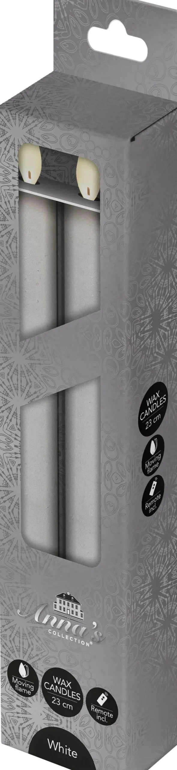 Anna's Collection LED dinerkaars met afstandsbediening wit D 2,5 H 23 cm 2 stuks