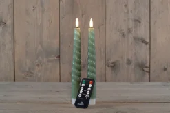 Anna's Collection LED dinerkaars Swirl groen D 2,5 H 23 cm 2 stuks